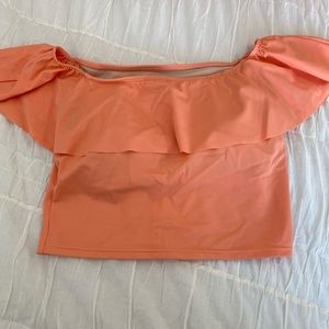 Kortni Jeane Ruffle Sleeved Crop Swim Top Size S